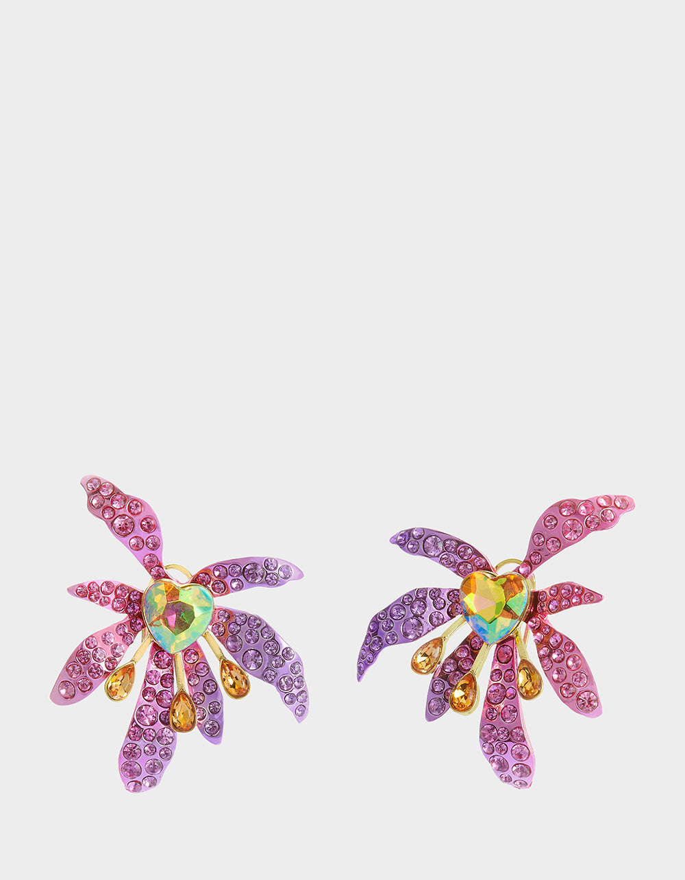Purple Iris Flower Stud Earrings with Gem Accents | Garden Glam