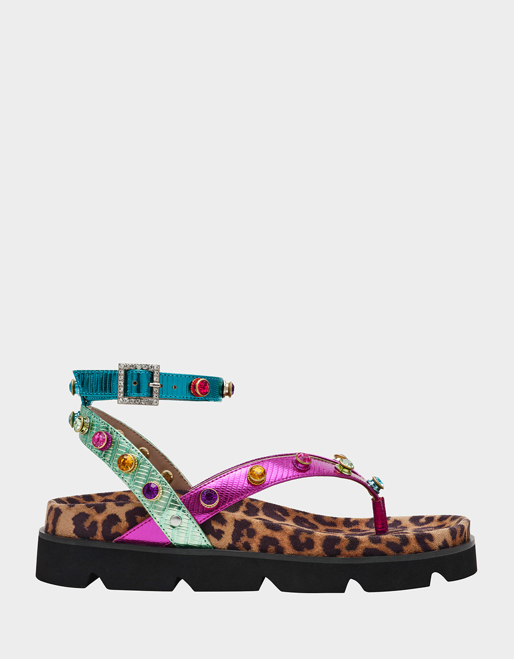 Strappy Flatform Sandals with Ankle Strap | CONLEY Metallic Multi
