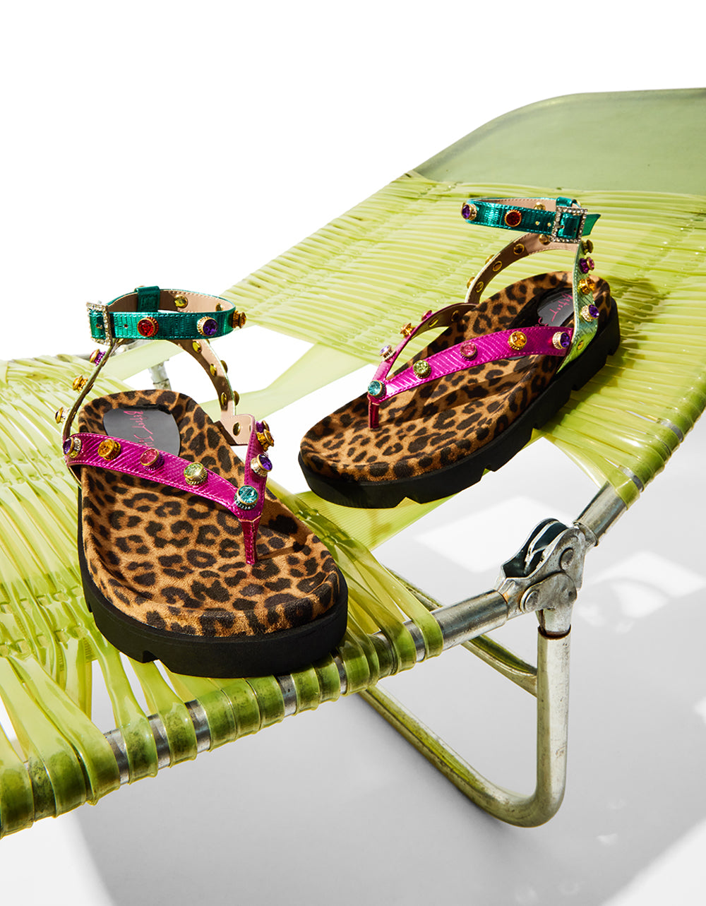 Strappy Flatform Sandals with Ankle Strap | CONLEY Metallic Multi