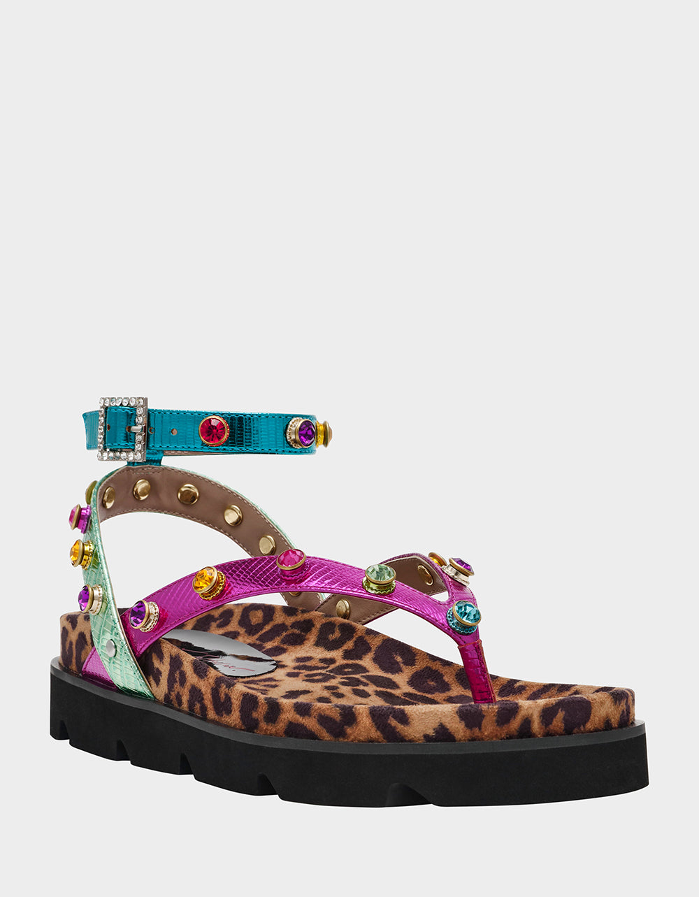 Strappy Flatform Sandals with Ankle Strap | CONLEY Metallic Multi