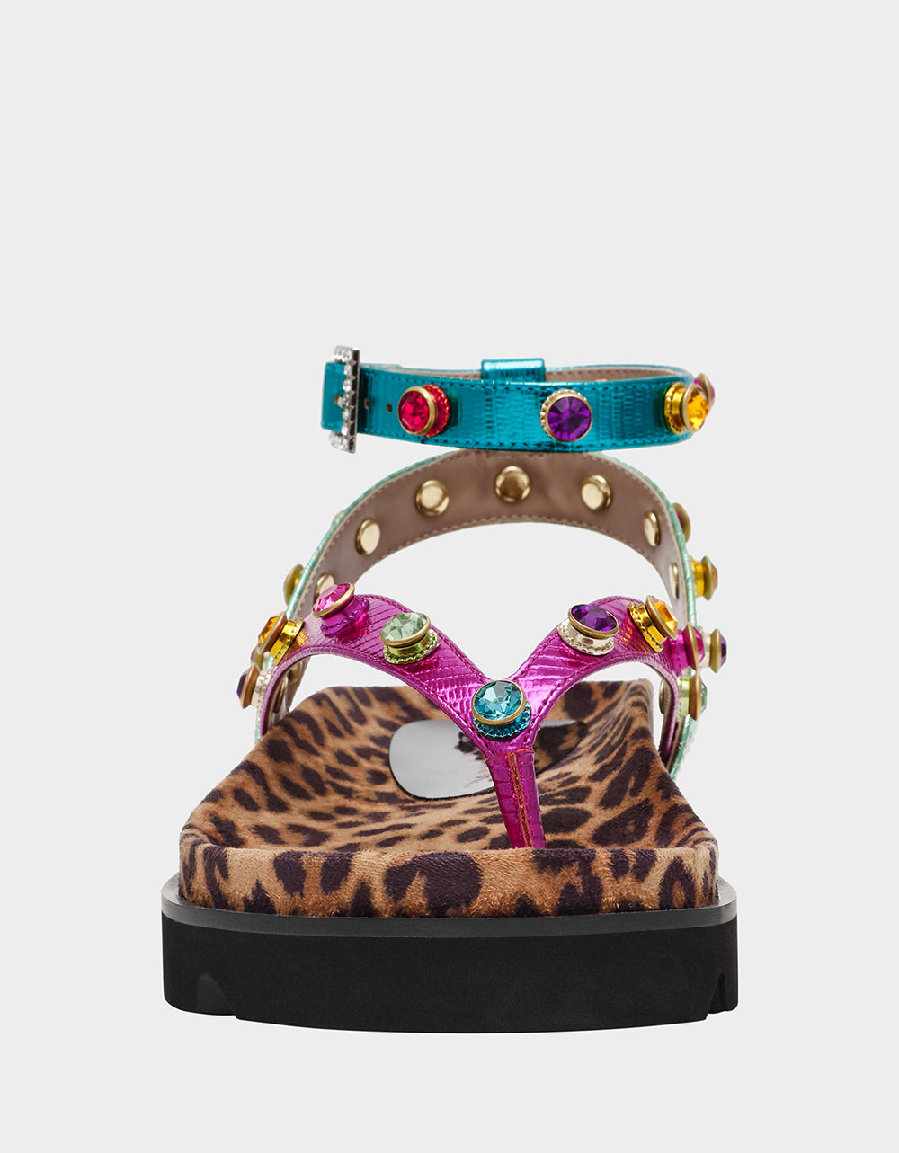 Strappy Flatform Sandals with Ankle Strap | CONLEY Metallic Multi