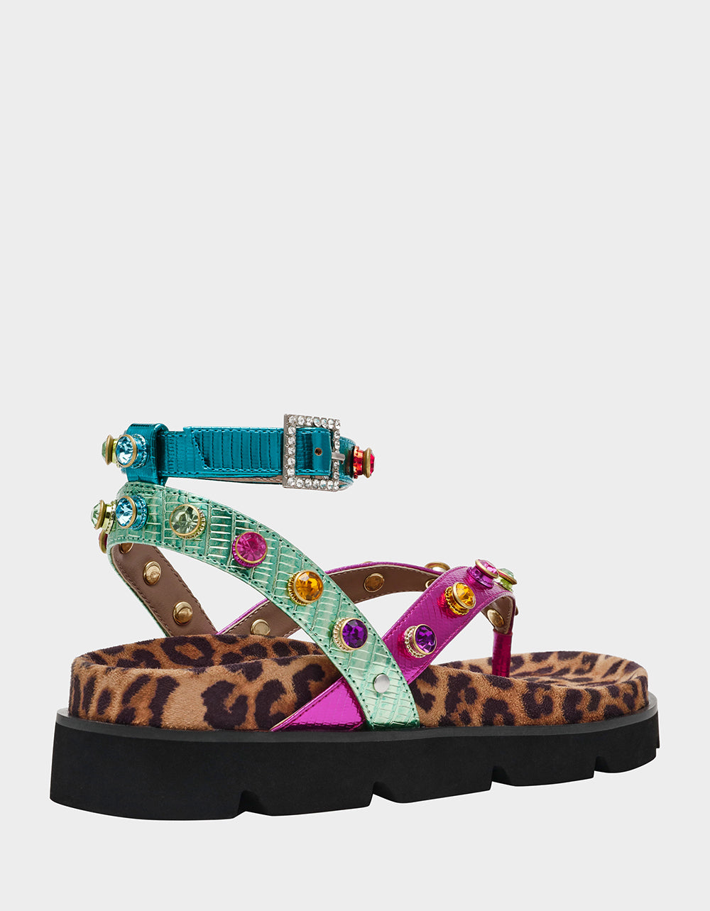 Strappy Flatform Sandals with Ankle Strap | CONLEY Metallic Multi
