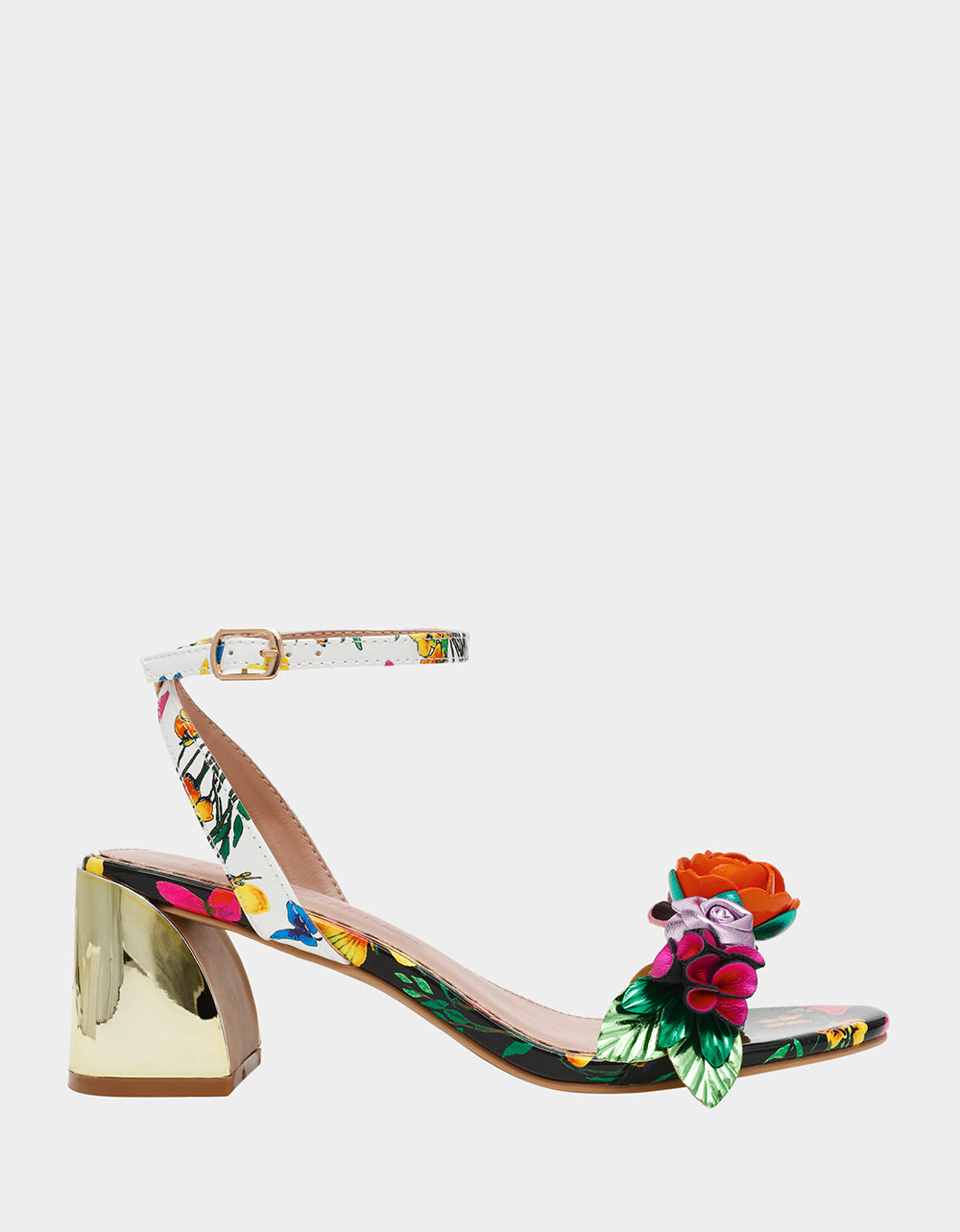 Black Butterfly Heel Sandals with Padded Footbed | Darcee by Betsey Johnson