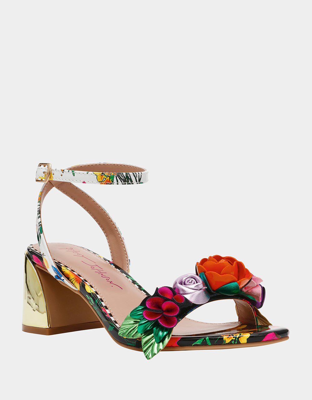 Black Butterfly Heel Sandals with Padded Footbed | Darcee by Betsey Johnson