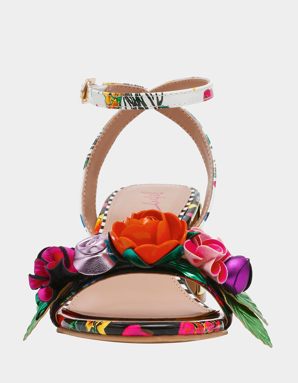 Black Butterfly Heel Sandals with Padded Footbed | Darcee by Betsey Johnson