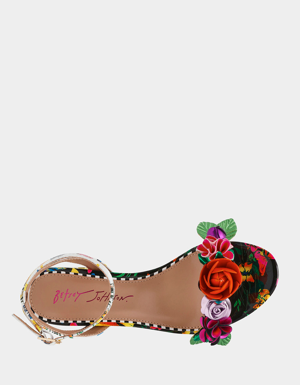 Black Butterfly Heel Sandals with Padded Footbed | Darcee by Betsey Johnson