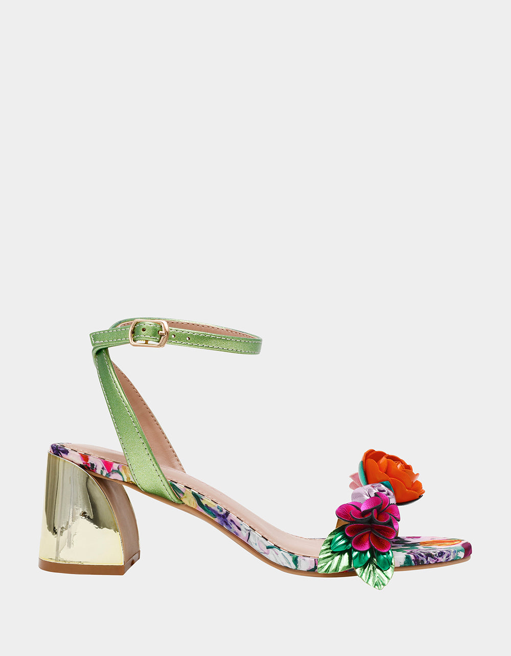 Pale Pink Floral Heel Sandals with Cushioned Footbed | Betsey Johnson