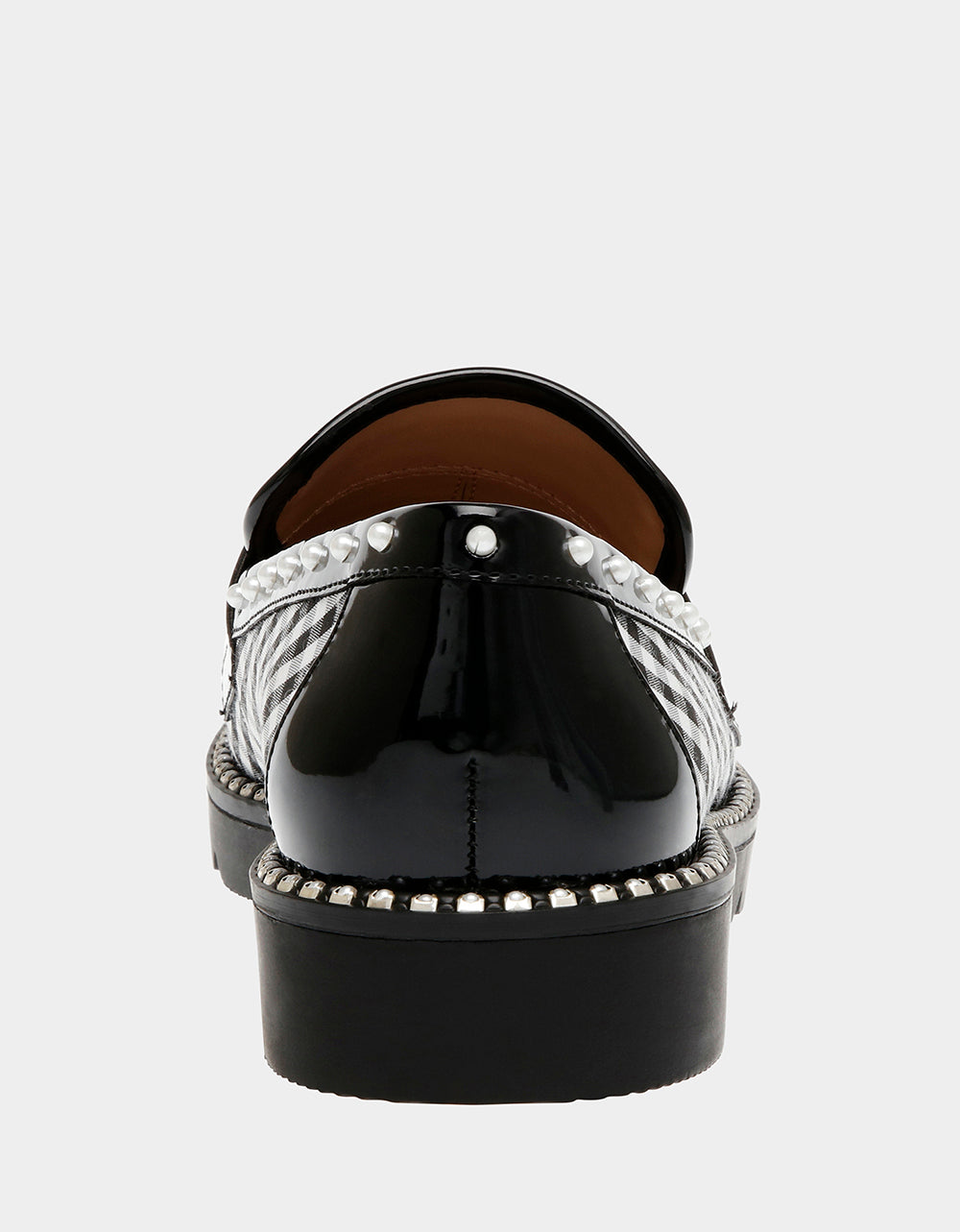 Black & White Gingham Loafers with Pearl Embellishments | RE:LUV
