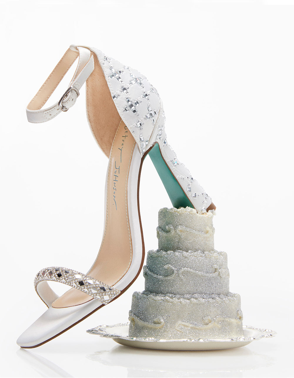 Open Toe Rhinestone Bridal Heels with 4-Inch Heel | DEAN IVORY