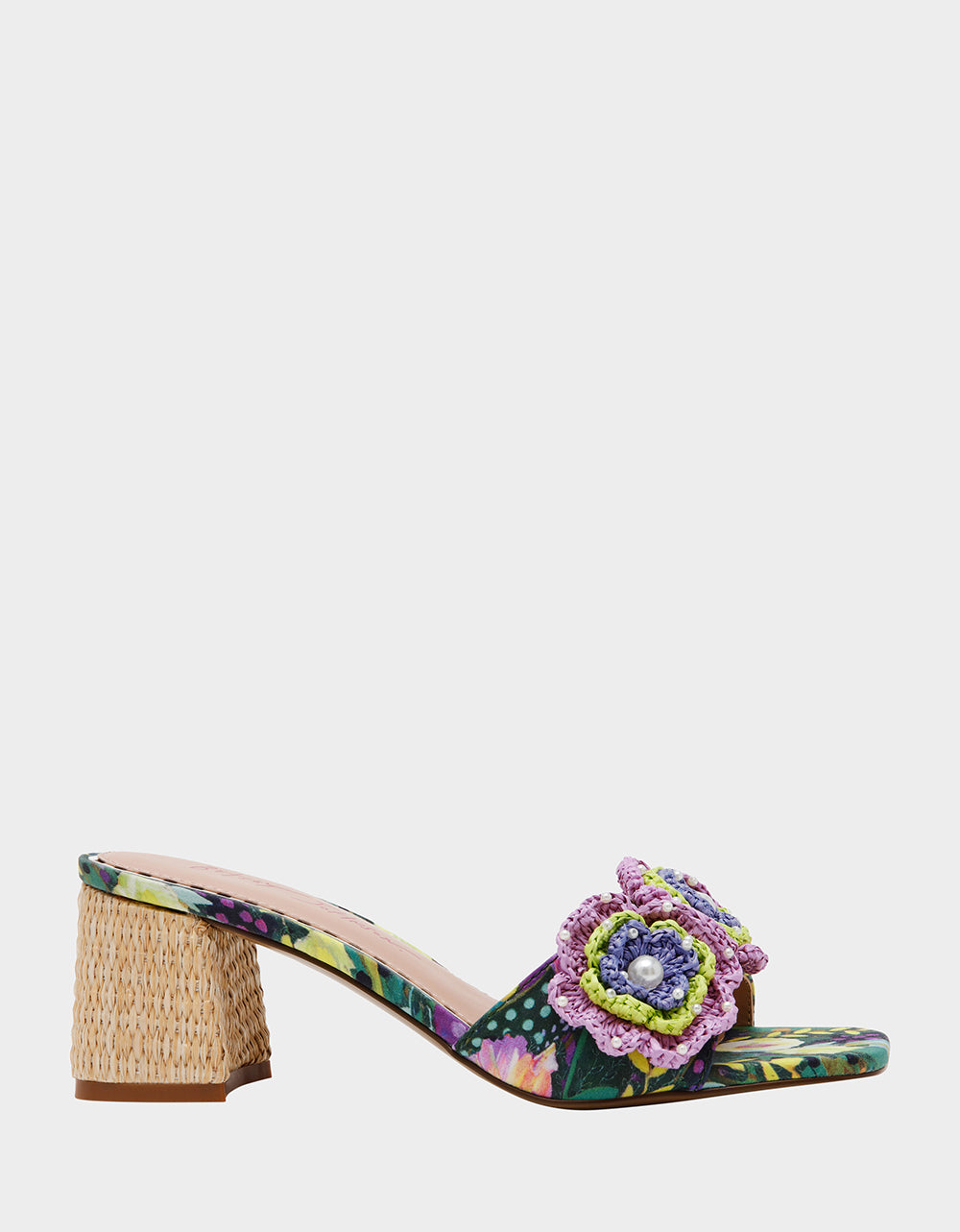 Macrame Flower Block Heel Mules for Women | Betsey Johnson Dietrich
