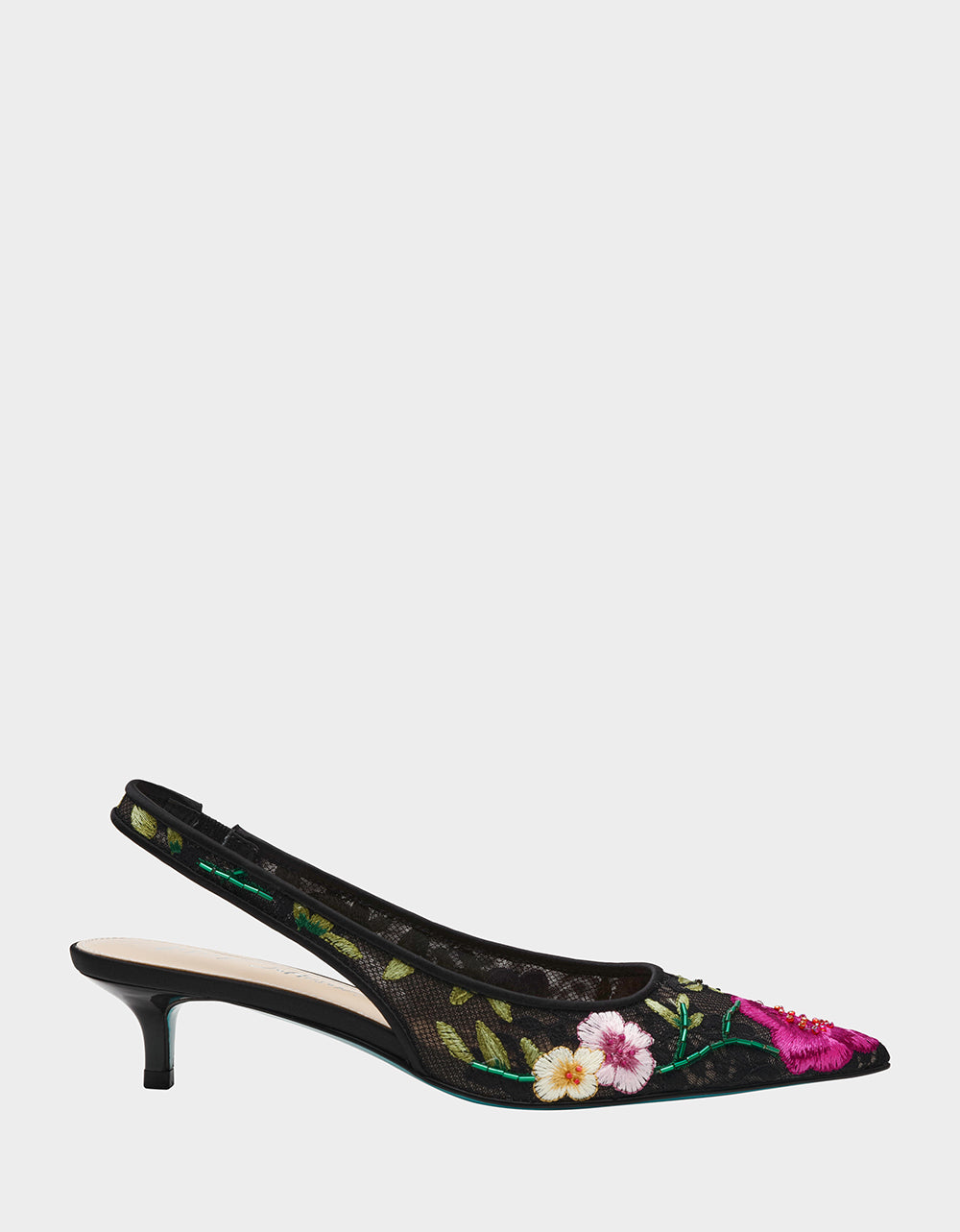 Pointed-Toe Kitten Heel Slingback | FELIX Black Multi Floral
