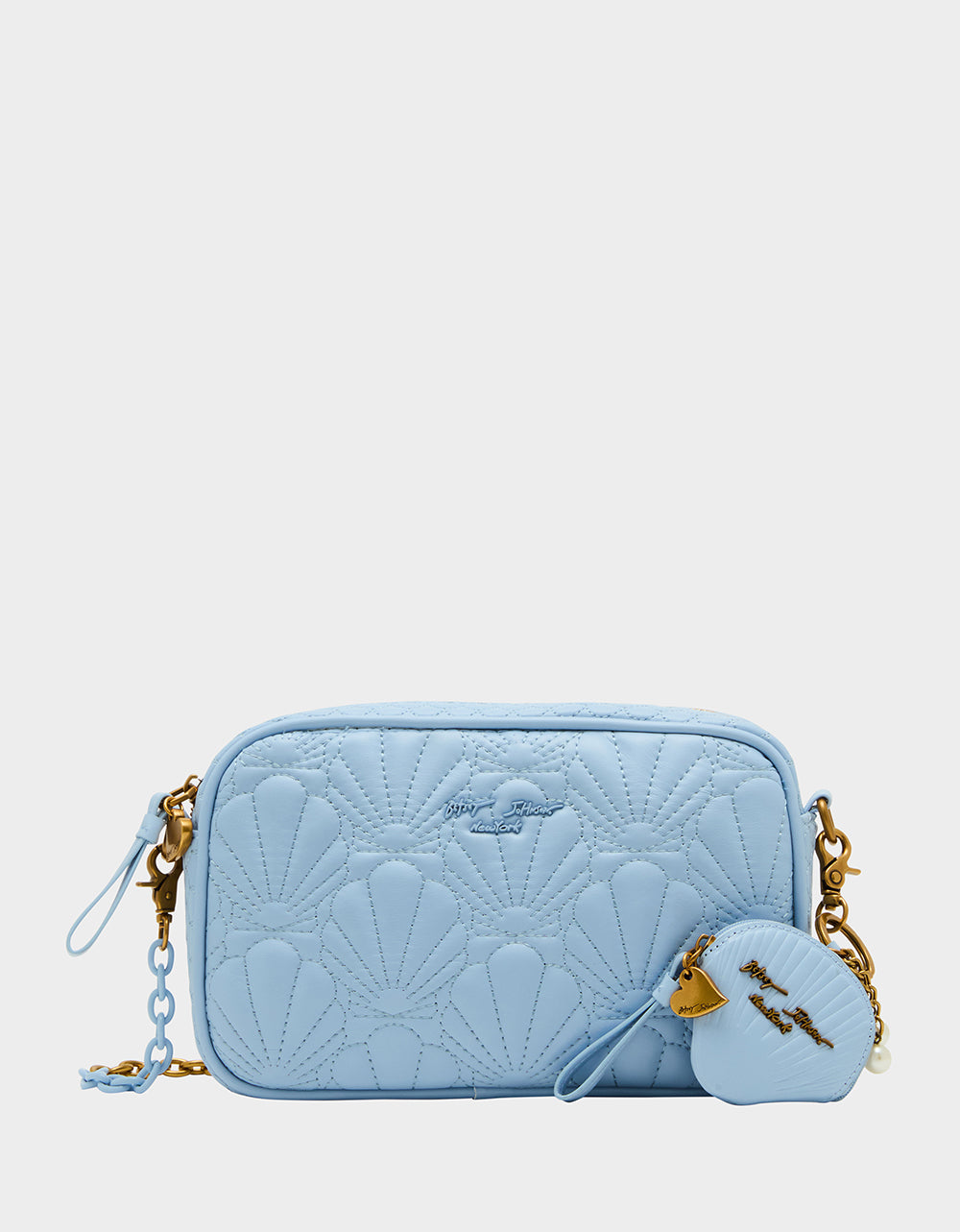 Seashell Quilted Crossbody Camera Bag with Chain Strap | For Shore Blue