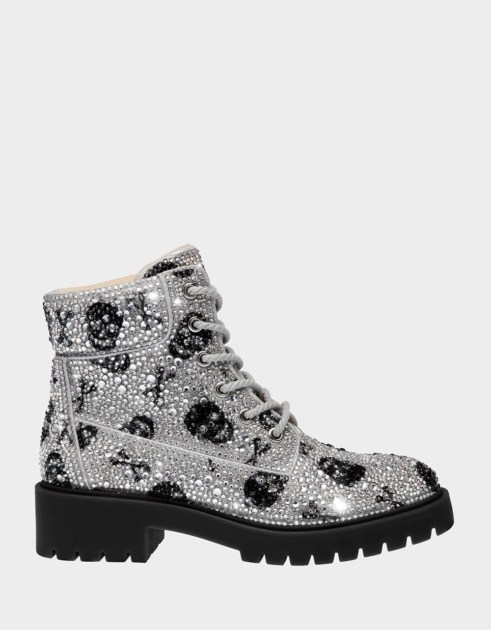 Rhinestone Combat Boots with Pearl Embellishments | HUDSN SKULLS