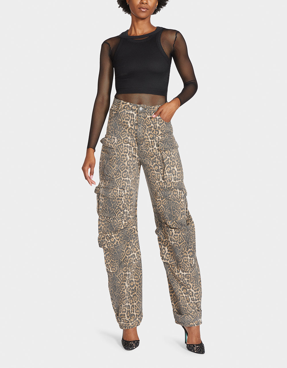 Barrel Cargo Pants in Leopard Print for Women | Jinnel