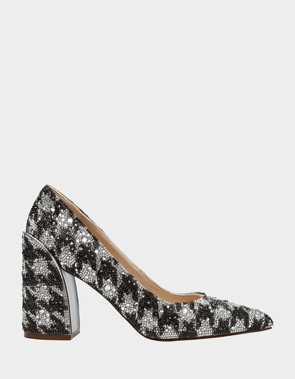 Pointed Toe Pumps with Block Heel & Houndstooth Print | Jody