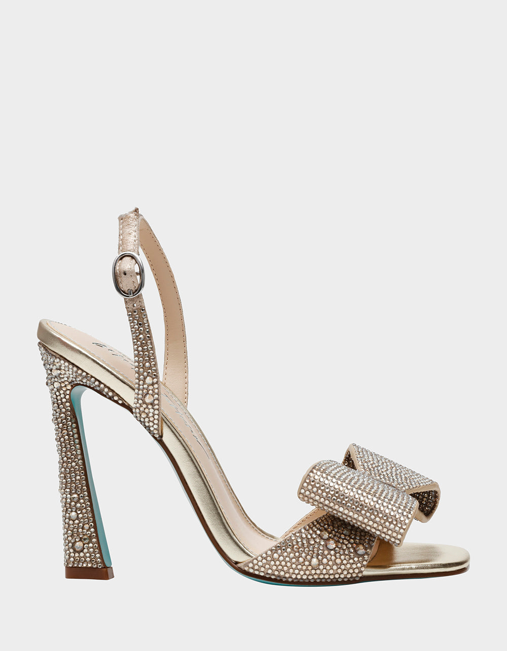 Rhinestone Slingback Heels with Oversized Bow | JOEL Light Gold