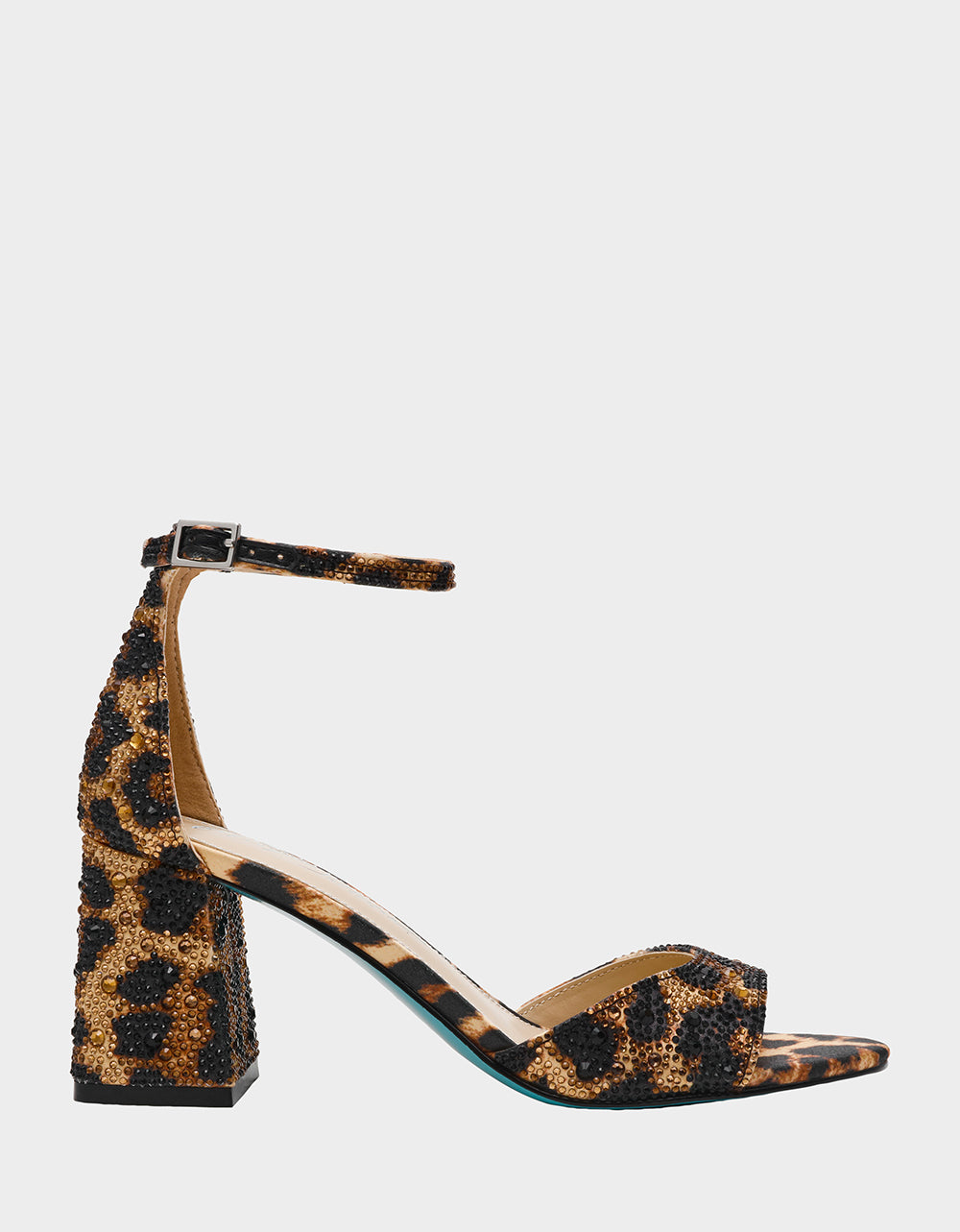 Rhinestone Block Heel Sandals for Formal Occasions | KAMI Leopard