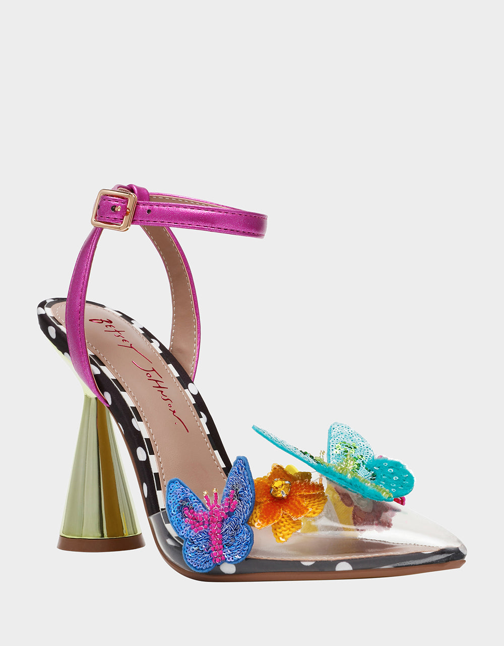 Hand-Beaded Butterfly Pumps with Lucite Toe | Betsey Johnson Kamilla