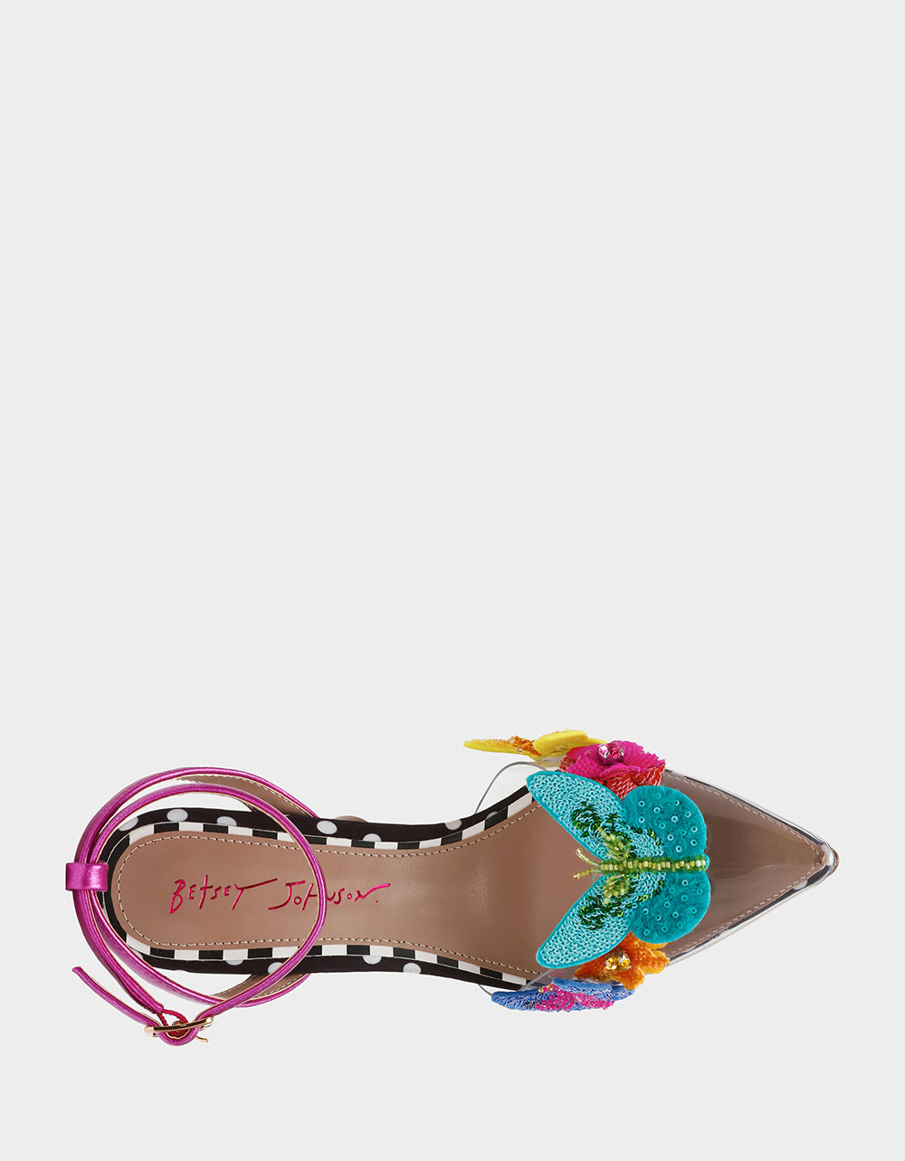 Hand-Beaded Butterfly Pumps with Lucite Toe | Betsey Johnson Kamilla