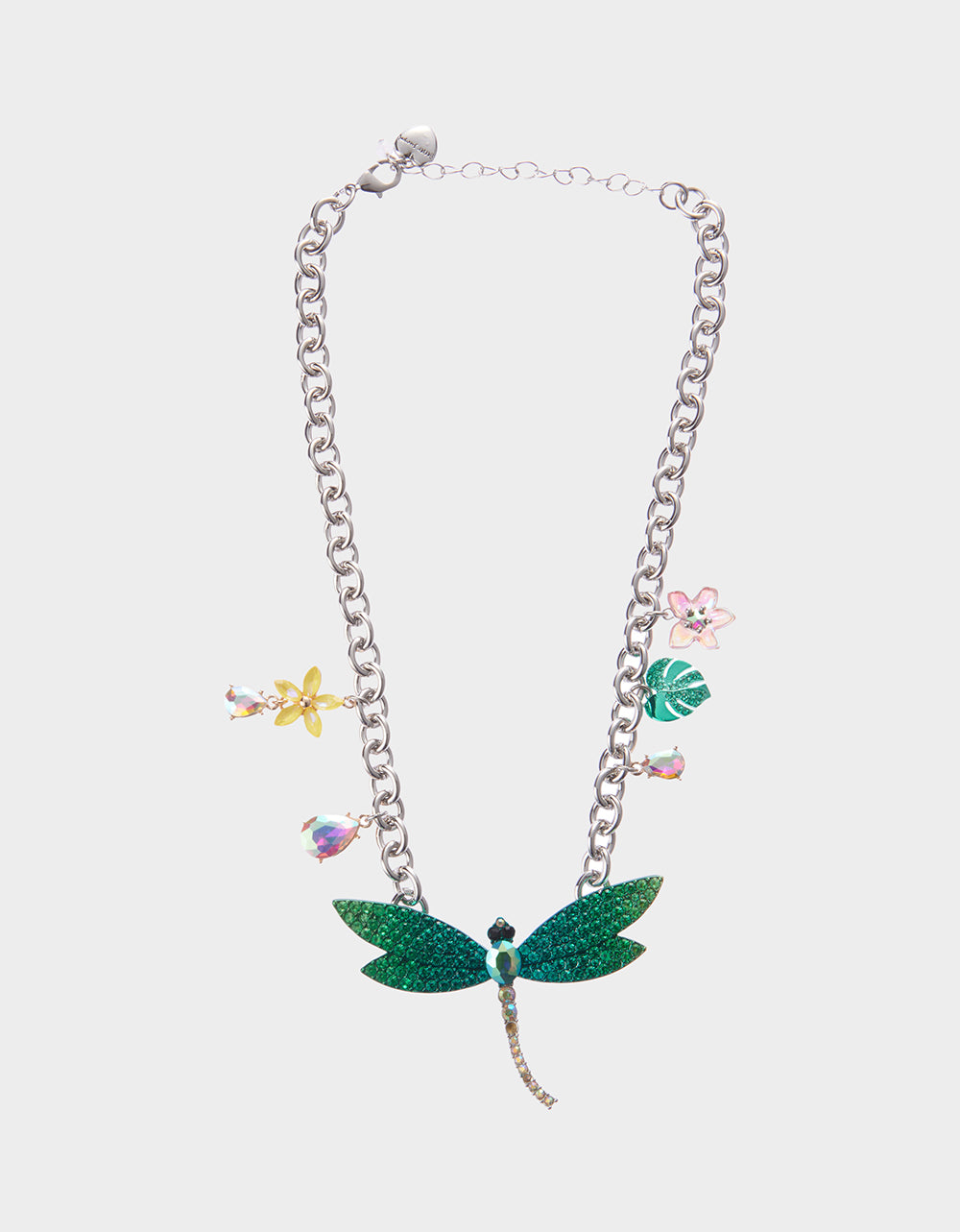 Dragonfly Necklace with Green Stones & Adjustable Chain | Garden Glam