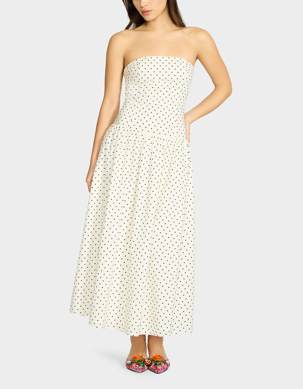 Strapless Polka Dot Maxi Dress for Women | Amalia