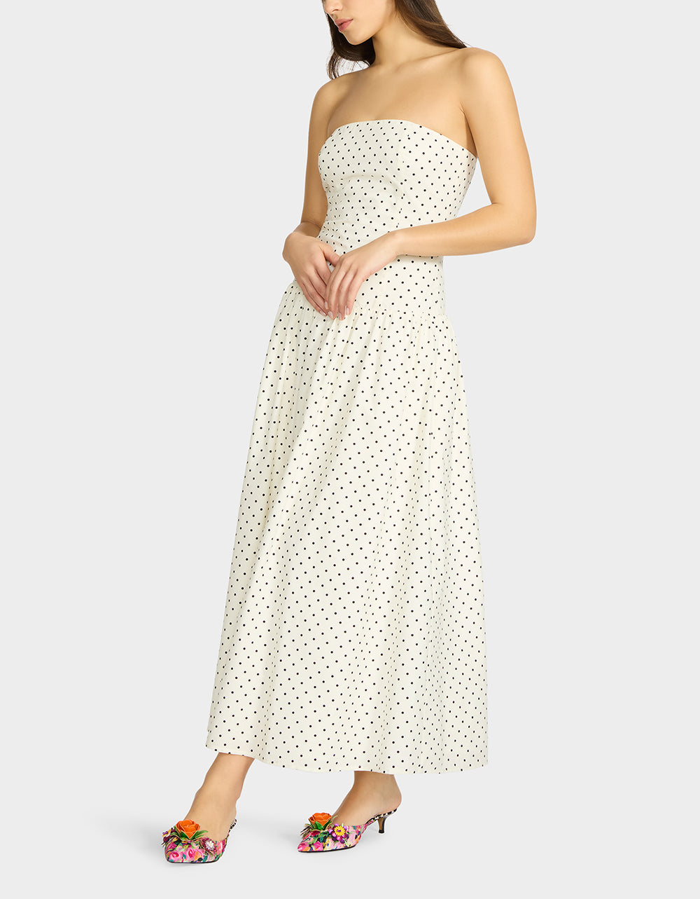 Strapless Polka Dot Maxi Dress for Women | Amalia
