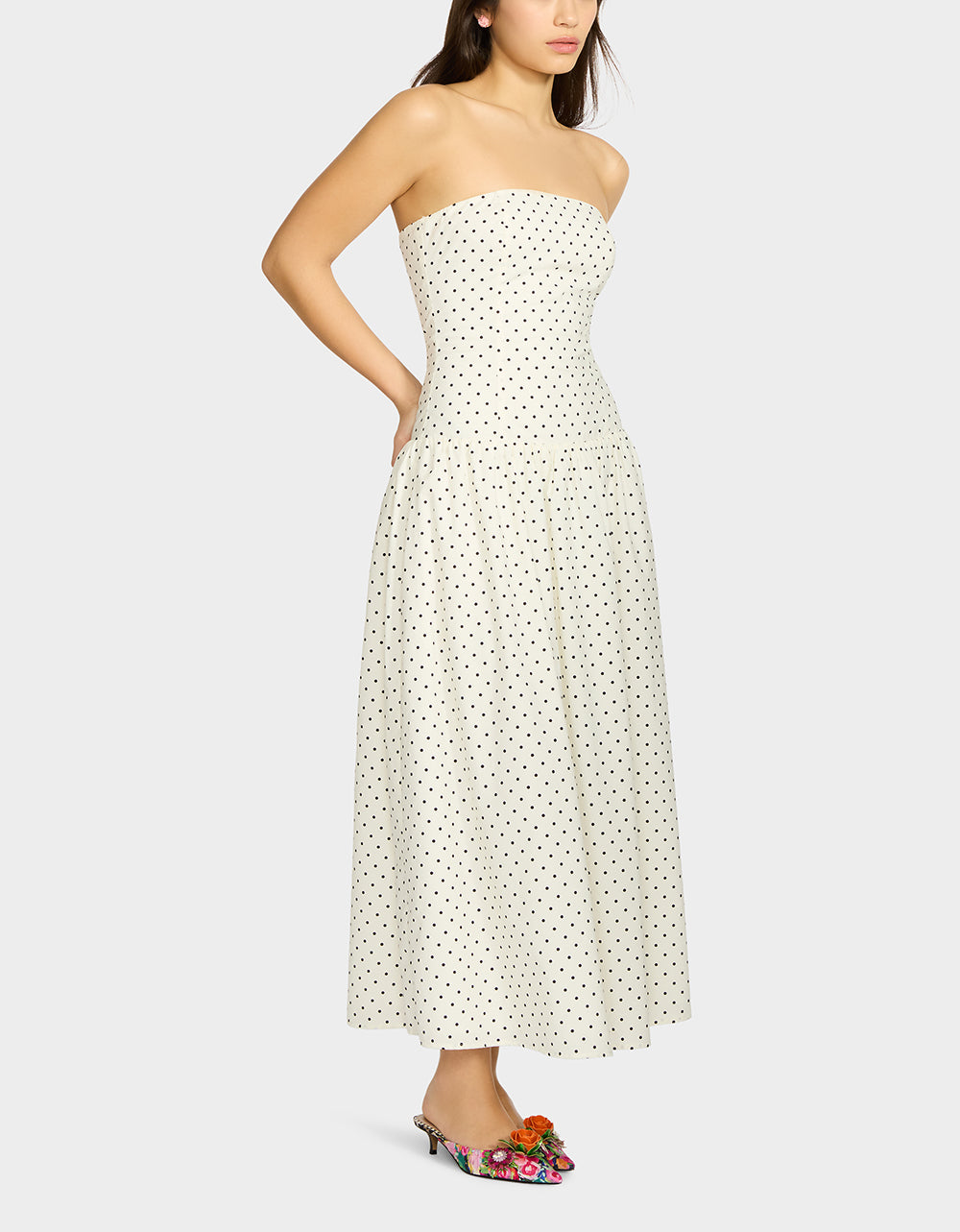 Strapless Polka Dot Maxi Dress for Women | Amalia
