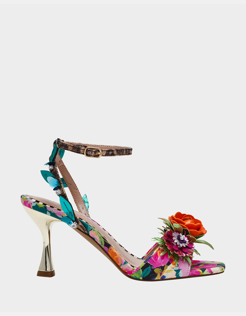 Floral Velvet Heels with 3.5 Inch Heel | KARRA