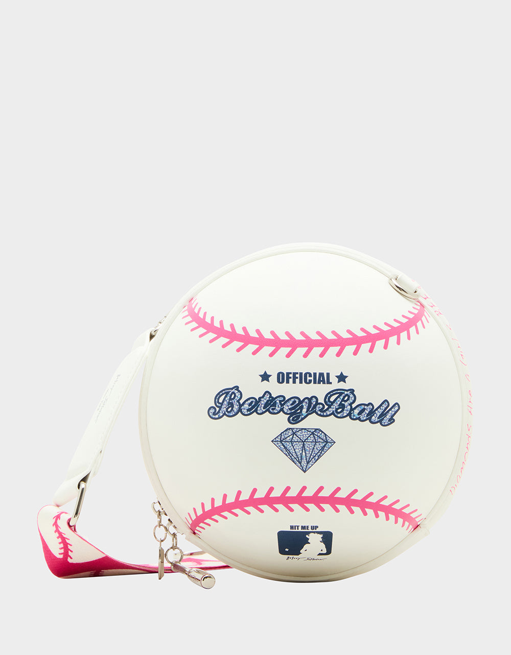 White Crossbody Bag with Baseball Design & Zipper Closure | Kitsch