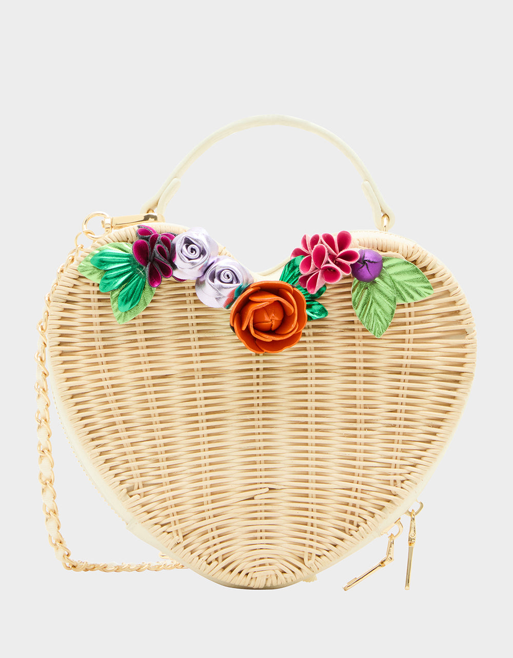 Kitsch Wicker Crossbody Bag with Floral Design | No Wallflower Natural