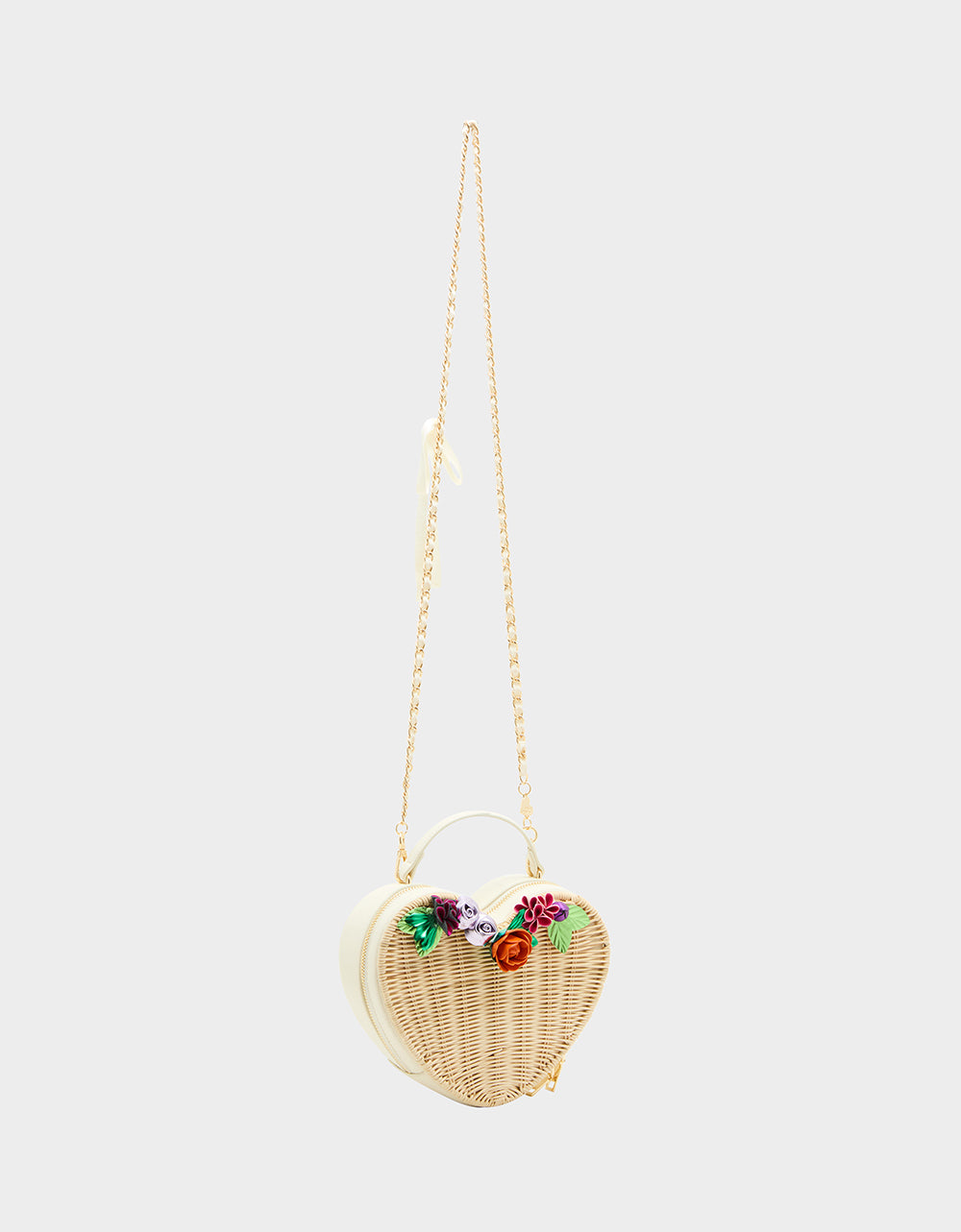 Kitsch Wicker Crossbody Bag with Floral Design | No Wallflower Natural