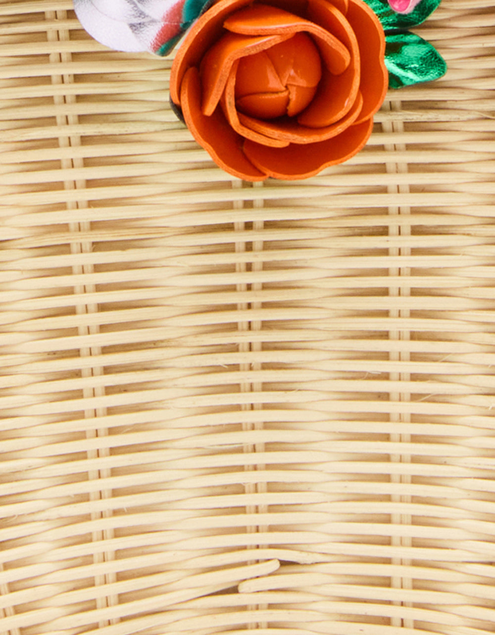 Kitsch Wicker Crossbody Bag with Floral Design | No Wallflower Natural