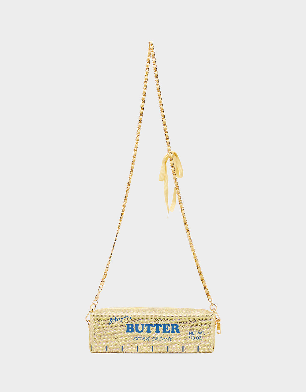Yellow Butter-Shaped Crossbody Bag with Rhinestones | Kitsch Spread It On