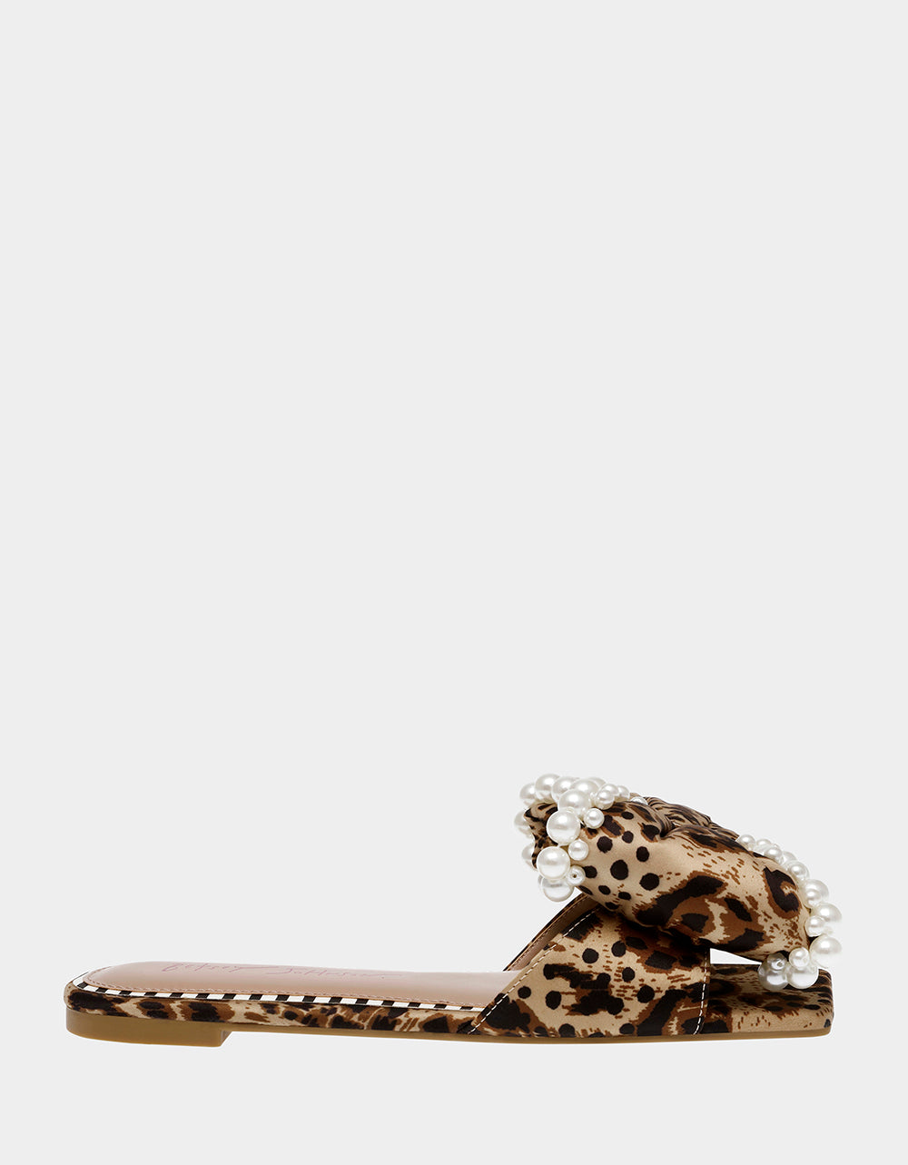 Leopard Print Slip-On Sandals with Pearl Embellishments | LIAH RE:LUV