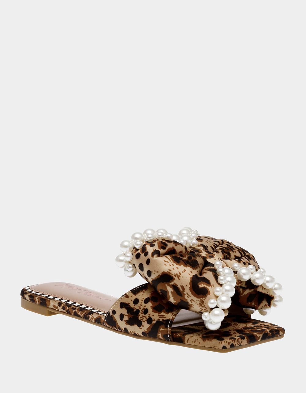 Leopard Print Slip-On Sandals with Pearl Embellishments | LIAH RE:LUV