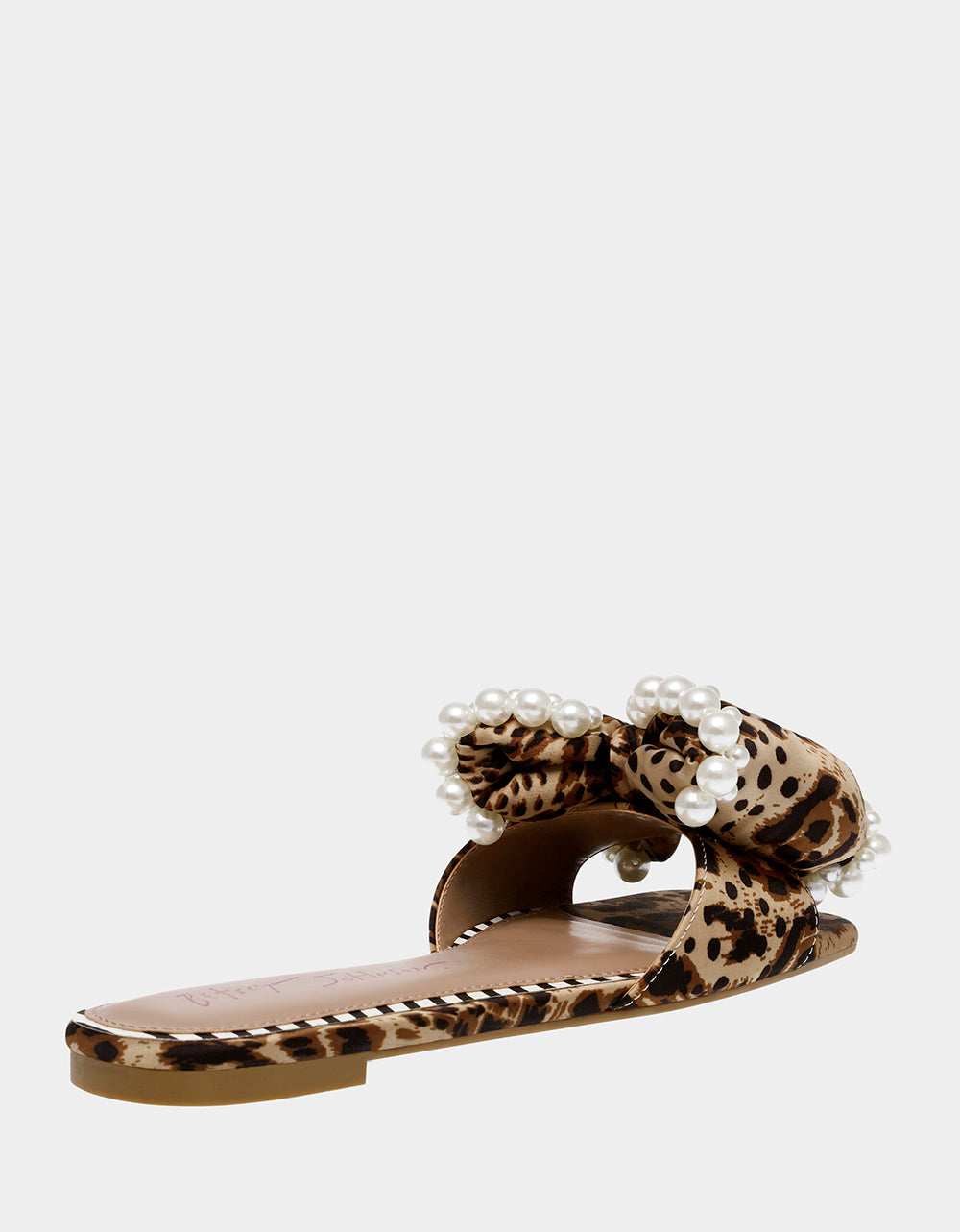 Leopard Print Slip-On Sandals with Pearl Embellishments | LIAH RE:LUV