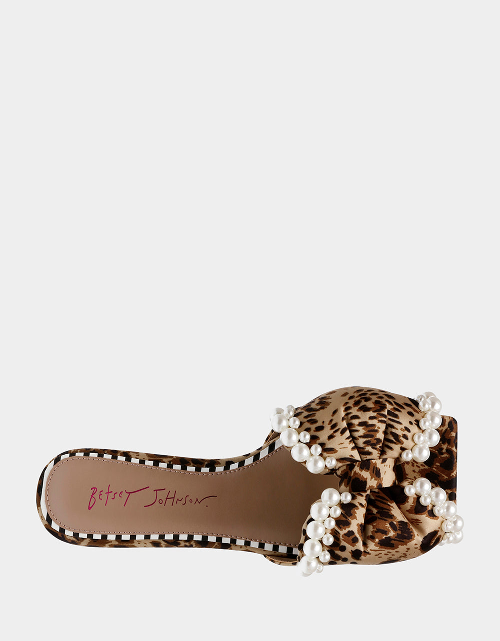 Leopard Print Slip-On Sandals with Pearl Embellishments | LIAH RE:LUV