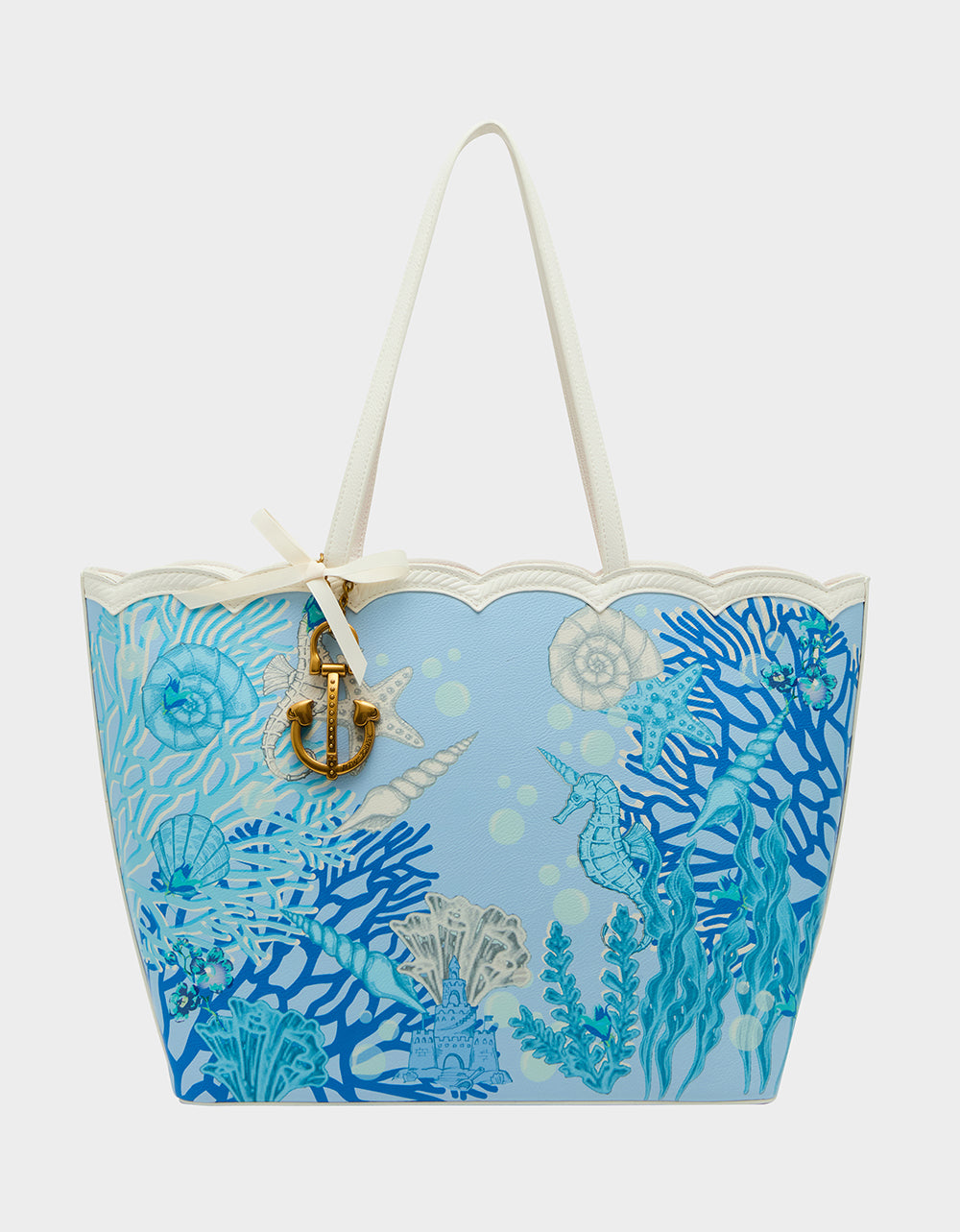 Blue Ocean-Themed Tote Bag with Coral Reefs & Seashells | Betsey Johnson