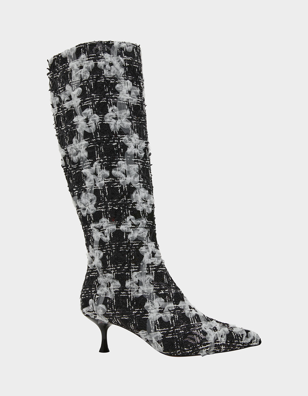 Pointed-Toe Knee-High Boots with Kitten Heel | MAXXINE