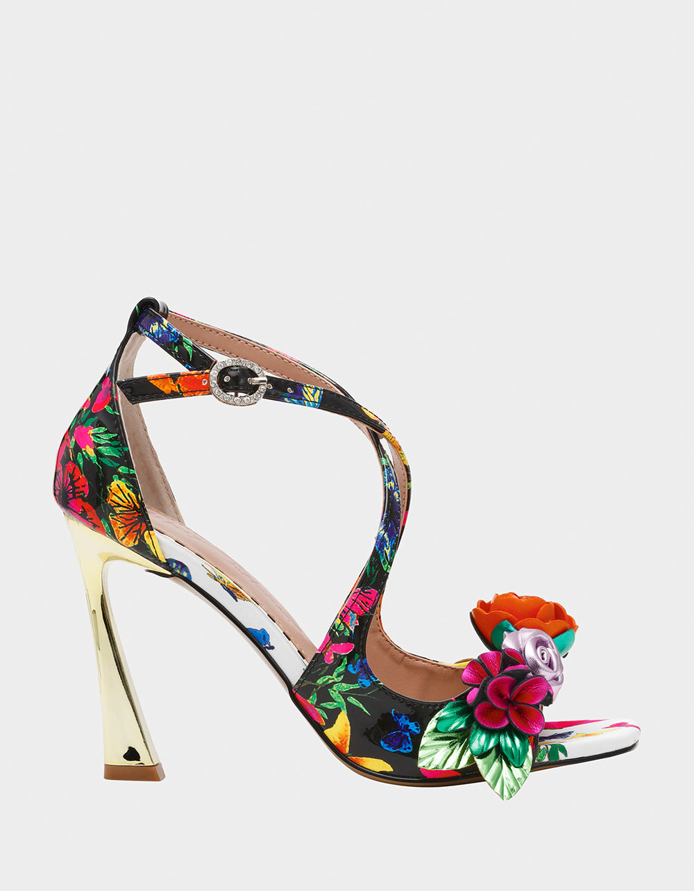 Black Strappy Heels with 3.75 Inch Heel | Betsey Johnson MIKAH