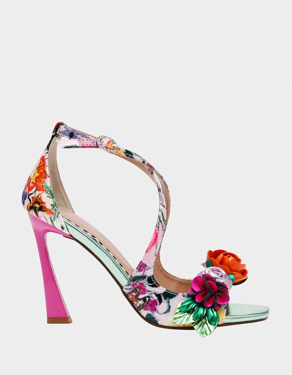 Pale Pink Floral Heels with 3.75 Inch Heel | Betsey Johnson MIKAH