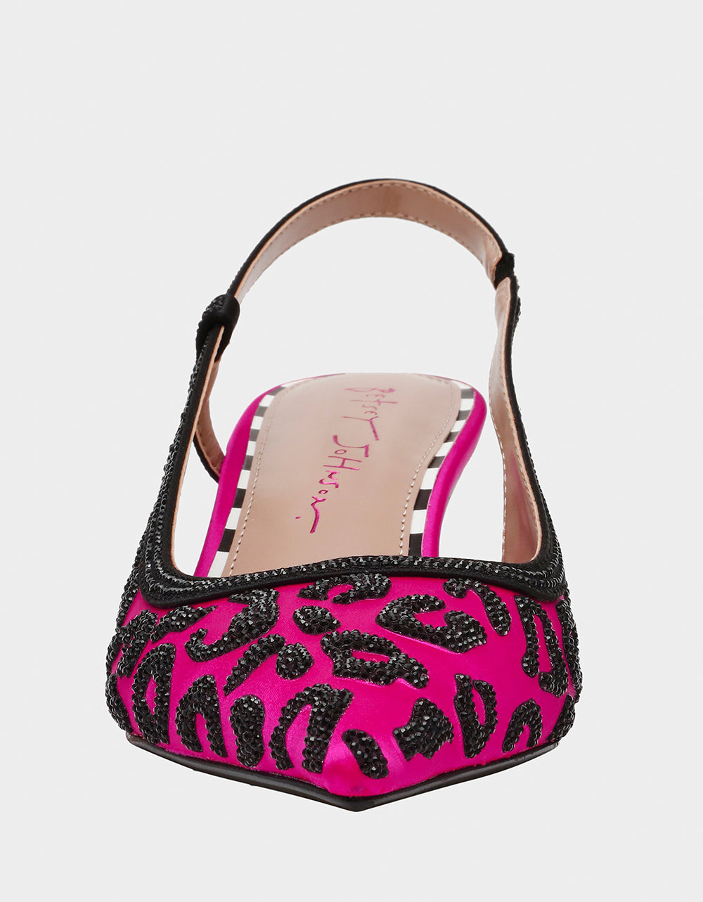 Fuchsia Slingback Kitten Heels with Rhinestones | Betsey Johnson NAHLA