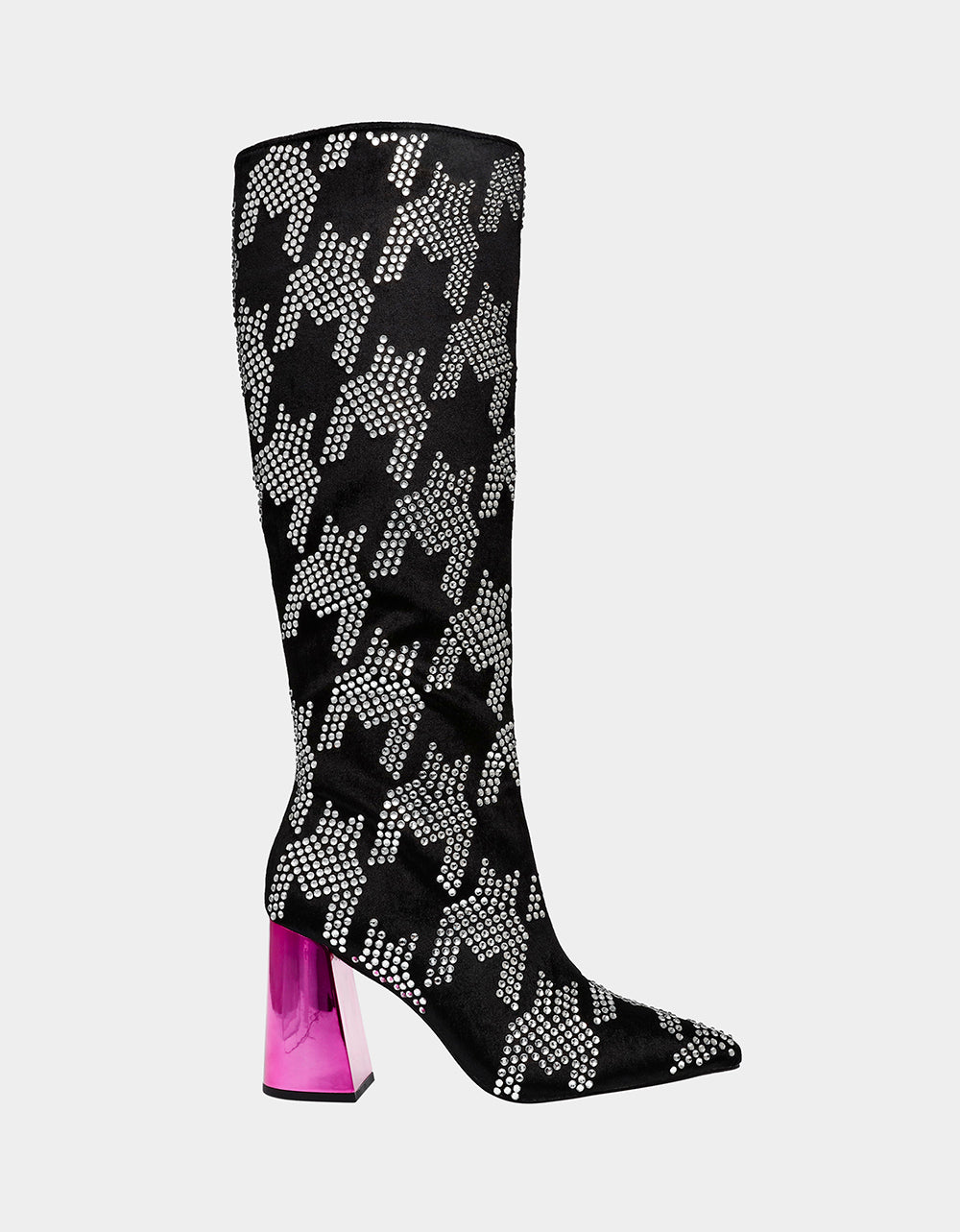 Velvet Rhinestone Boots with Metallic Heel | NAOMY