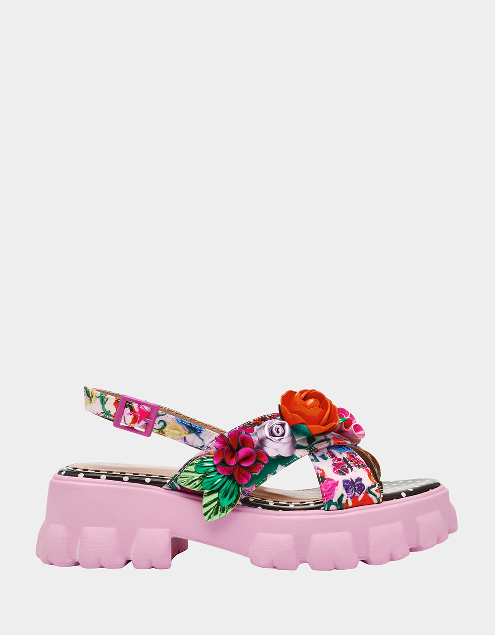 Pale Pink Floral Platform Sandals with 3D Flowers | NIKITTA