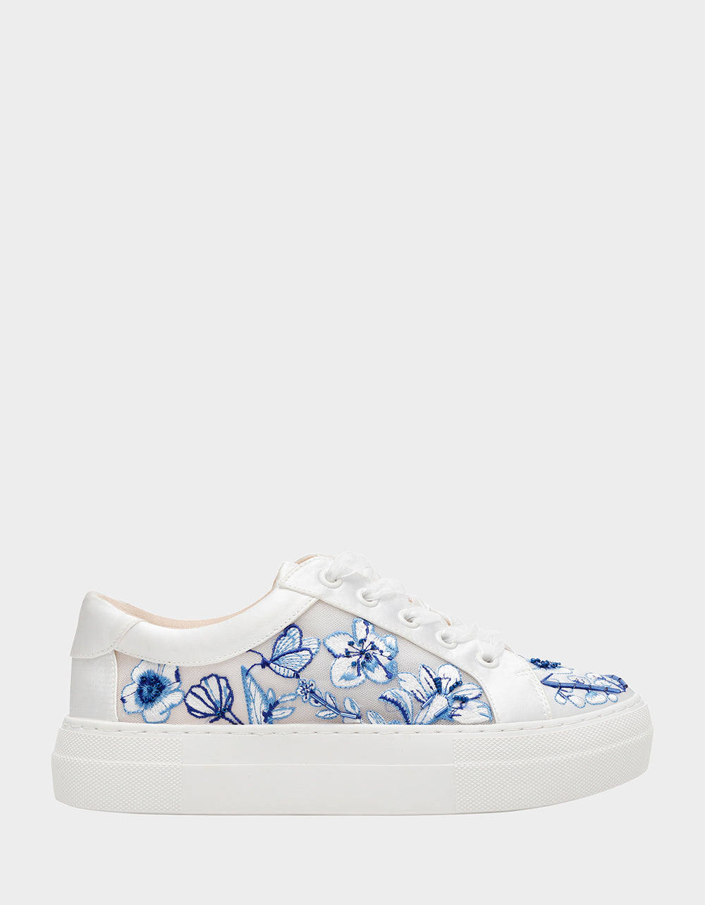 Floral Embroidered Sneakers with Tulle Laces | Betsey Johnson NINO