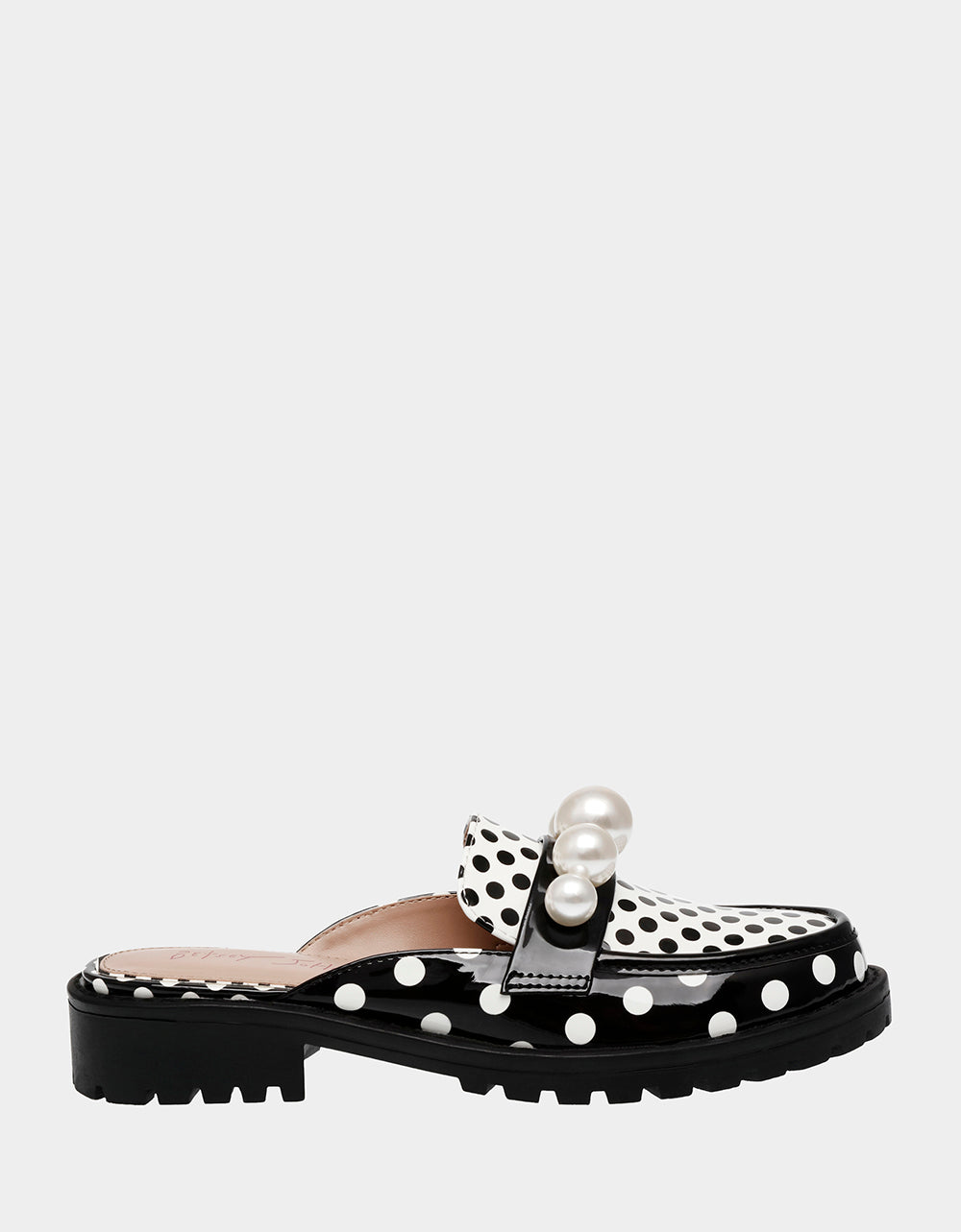 Leopard Print Lug Sole Mule with Pearls | NORAH Black Polka Dot