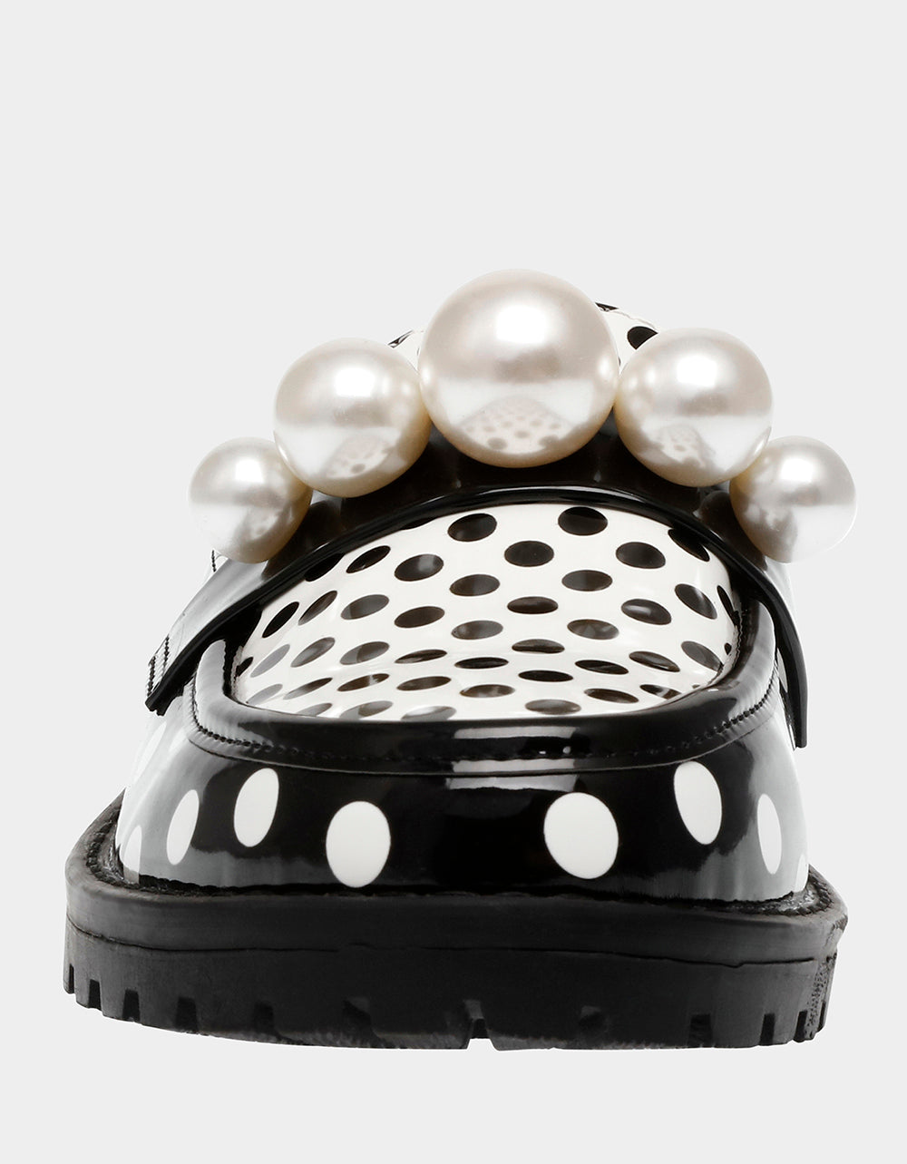 Leopard Print Lug Sole Mule with Pearls | NORAH Black Polka Dot