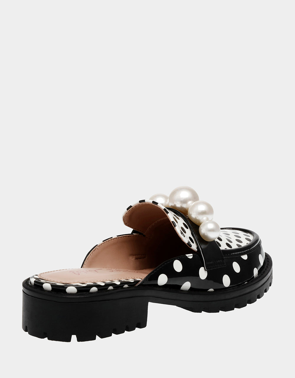 Leopard Print Lug Sole Mule with Pearls | NORAH Black Polka Dot