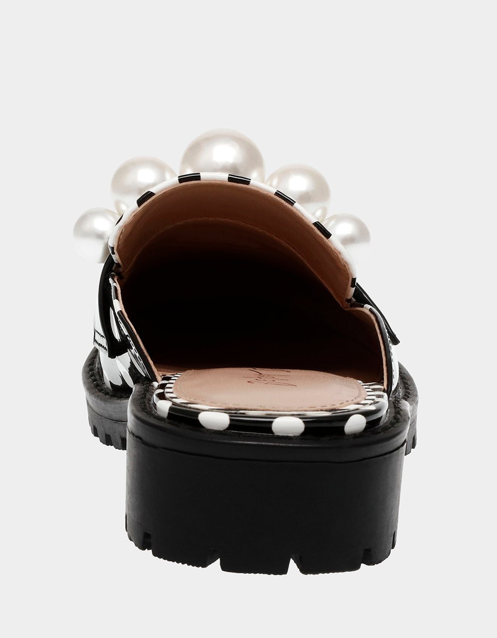 Leopard Print Lug Sole Mule with Pearls | NORAH Black Polka Dot