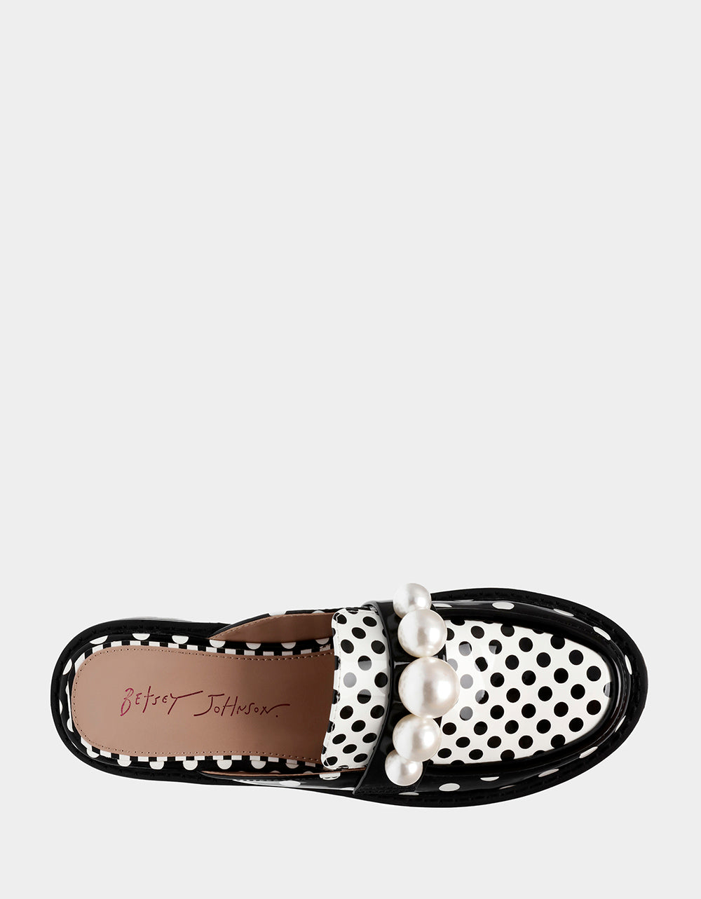 Leopard Print Lug Sole Mule with Pearls | NORAH Black Polka Dot